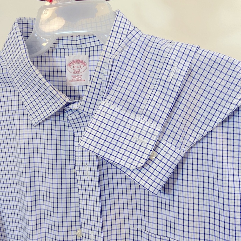 Brooks Brothers 17 32/33 blue check dress shirt